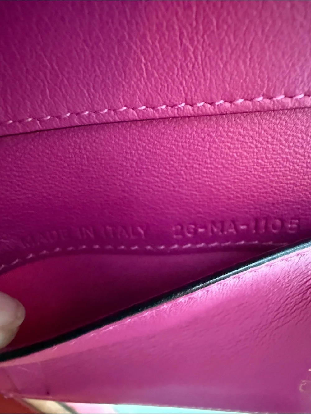 Christian Dior Black & Fuchsia Leather Wallet with Gold Logo